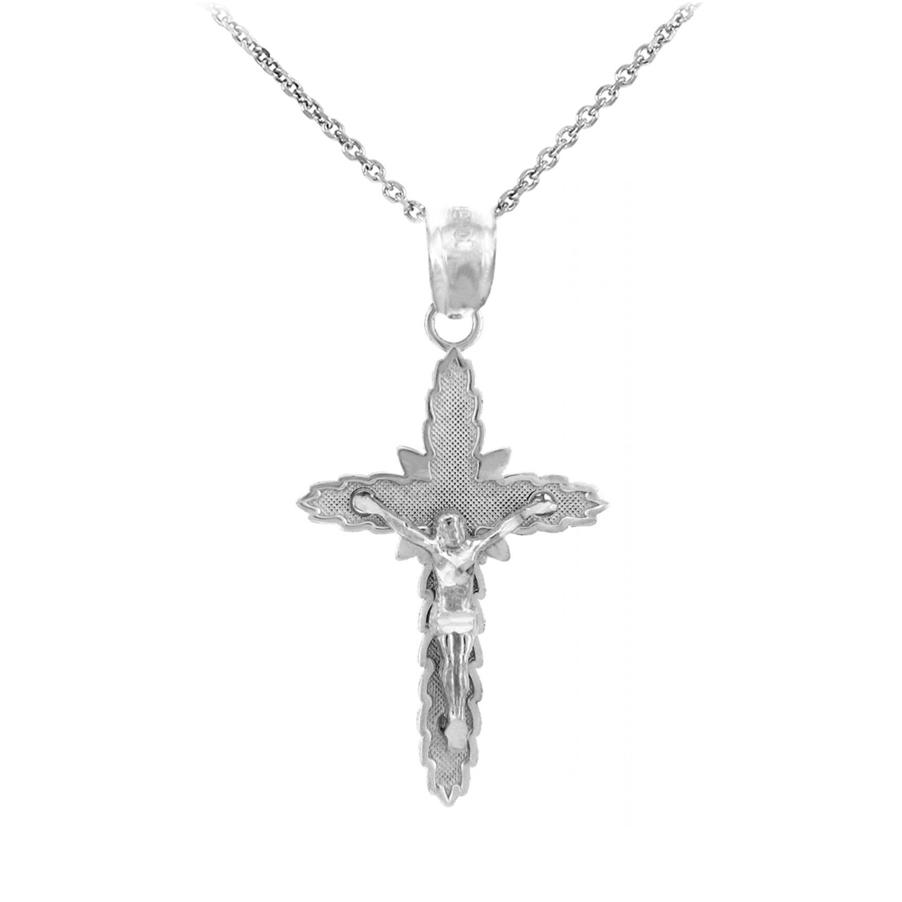 Silver Crucifix Cross Pendant with Silver Cable Chain - Connemara Marble