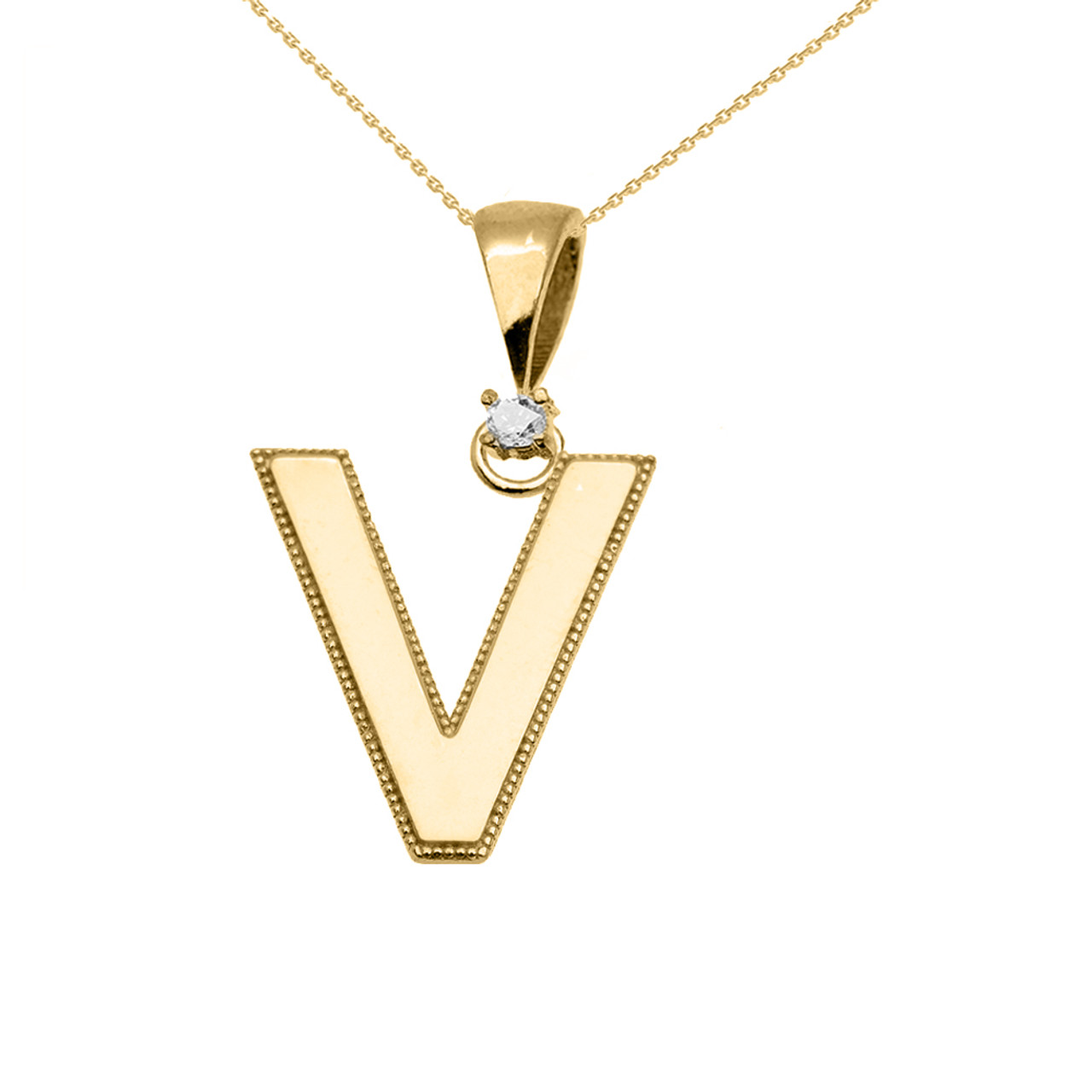 Gold Pearl Studded V Initial Chain Necklace – www.pipabella.com