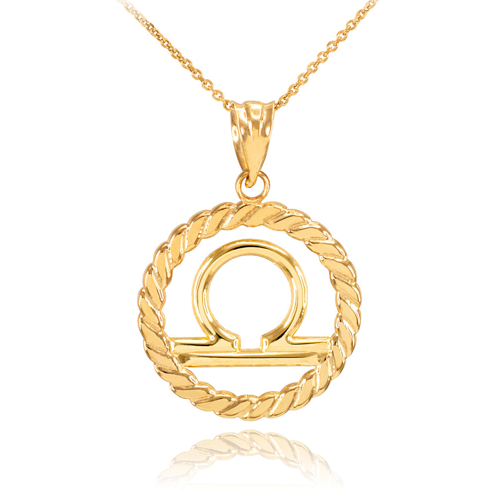 Yellow Gold Libra Zodiac Sign in Circle 