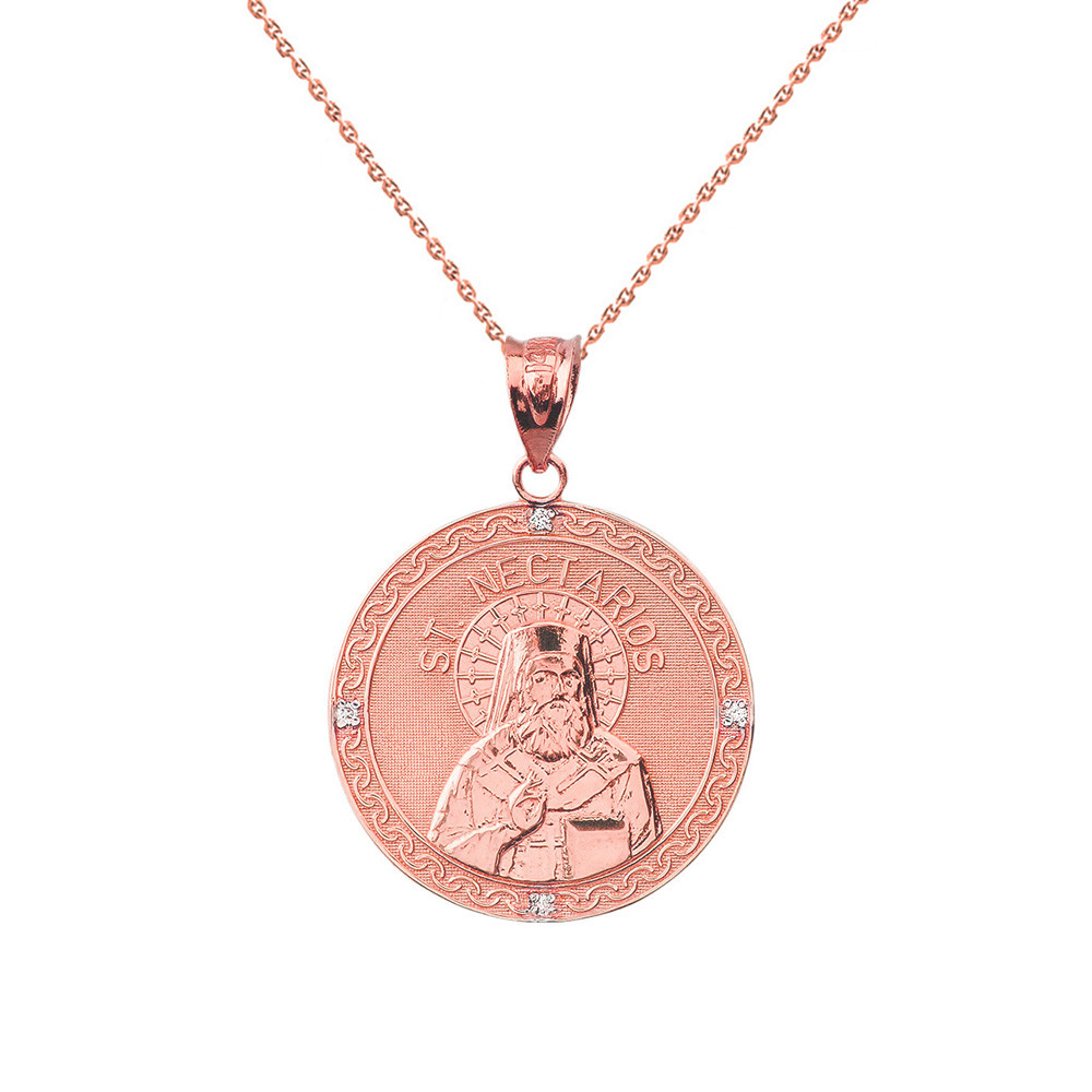 Solid Rose Gold Greek Orthodox Saint 