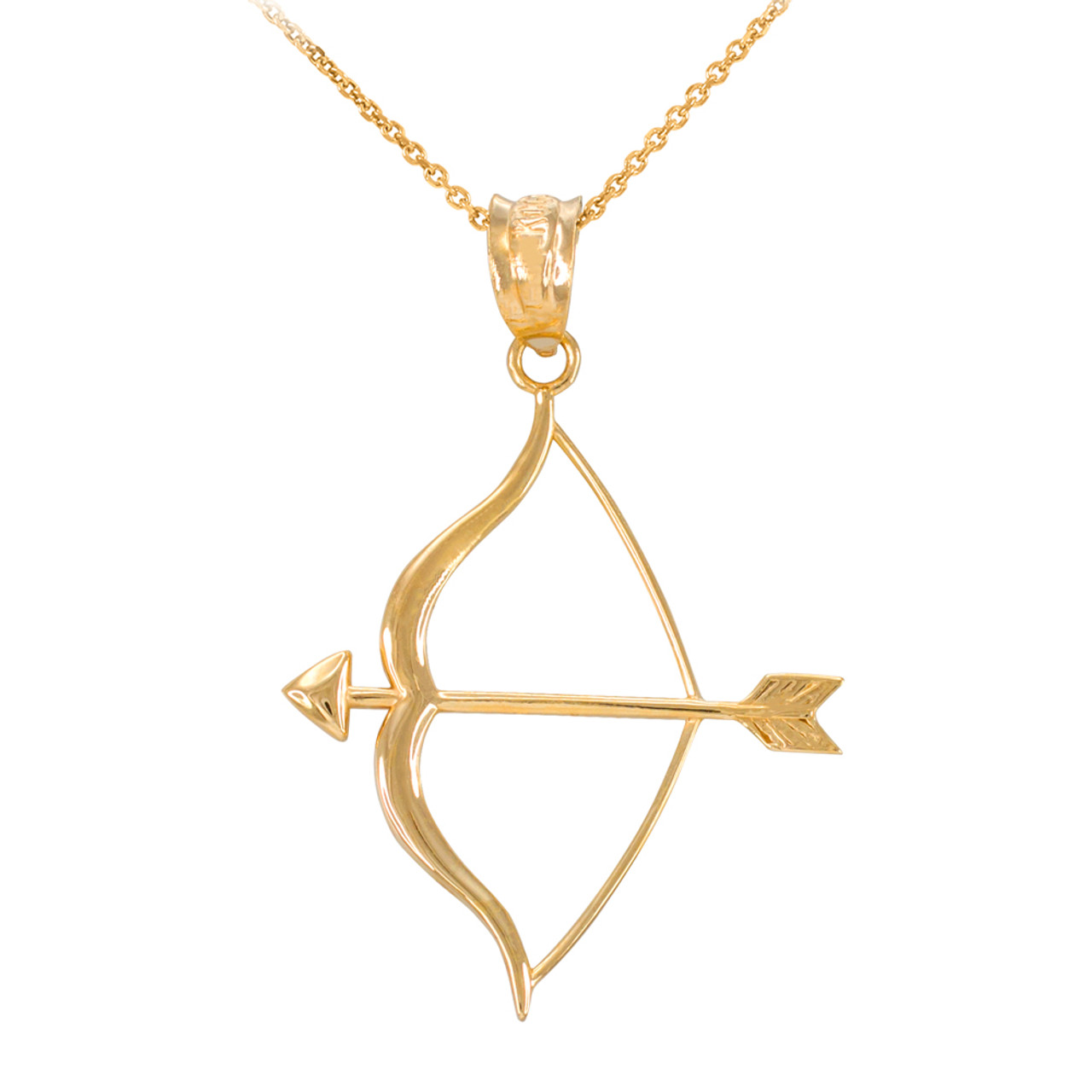 The Black Bow 14k Yellow Gold Bow and Arrow Necklace - 24 Inch - Walmart.com