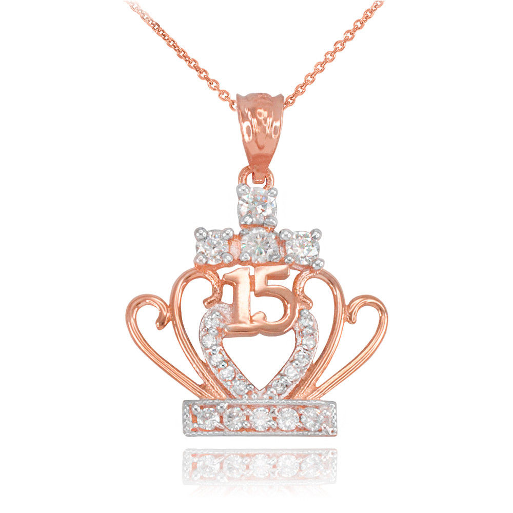 Rose Gold Quinceanera 15 Años CZ 