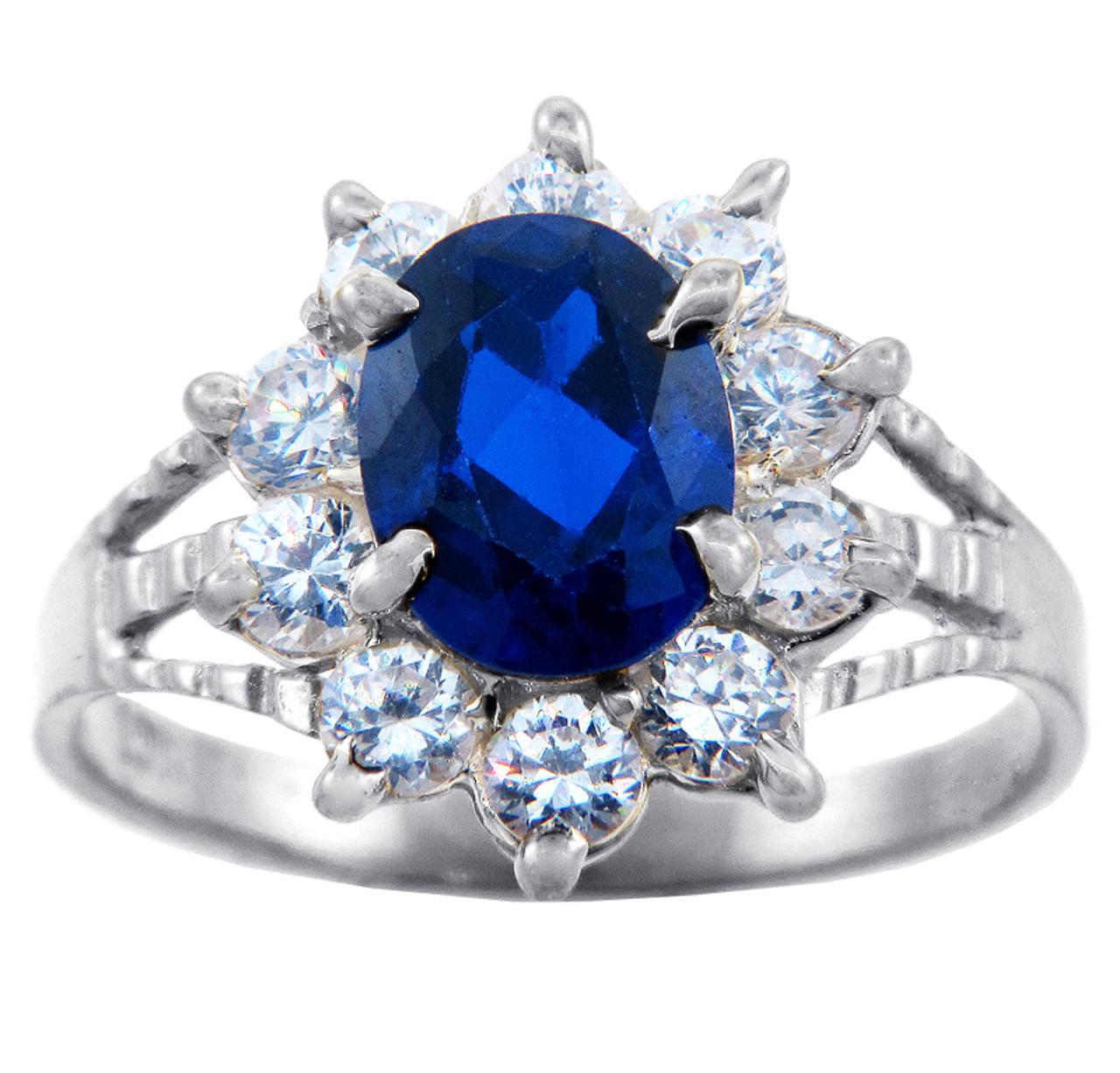 Princess Diana Light Blue Sapphire Cz White Gold Ring