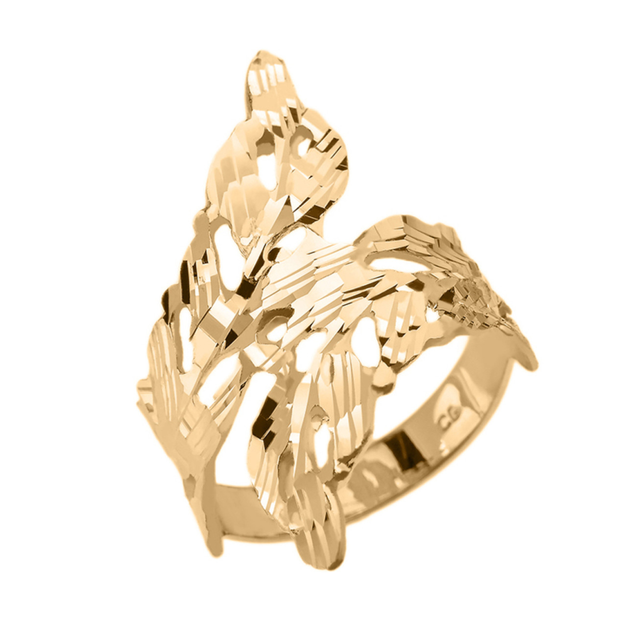 Gold Diamond Cut Laurel Wreath Wrap Ring