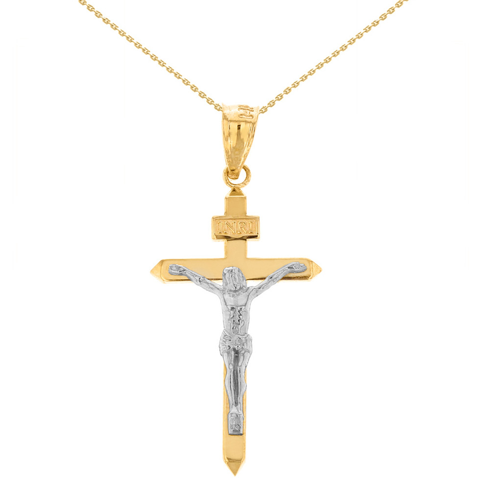 Solid Yellow Gold Catholic INRI Jesus 
