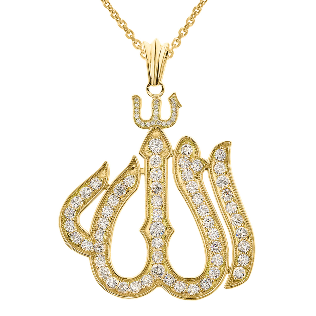 gold diamond allah pendant