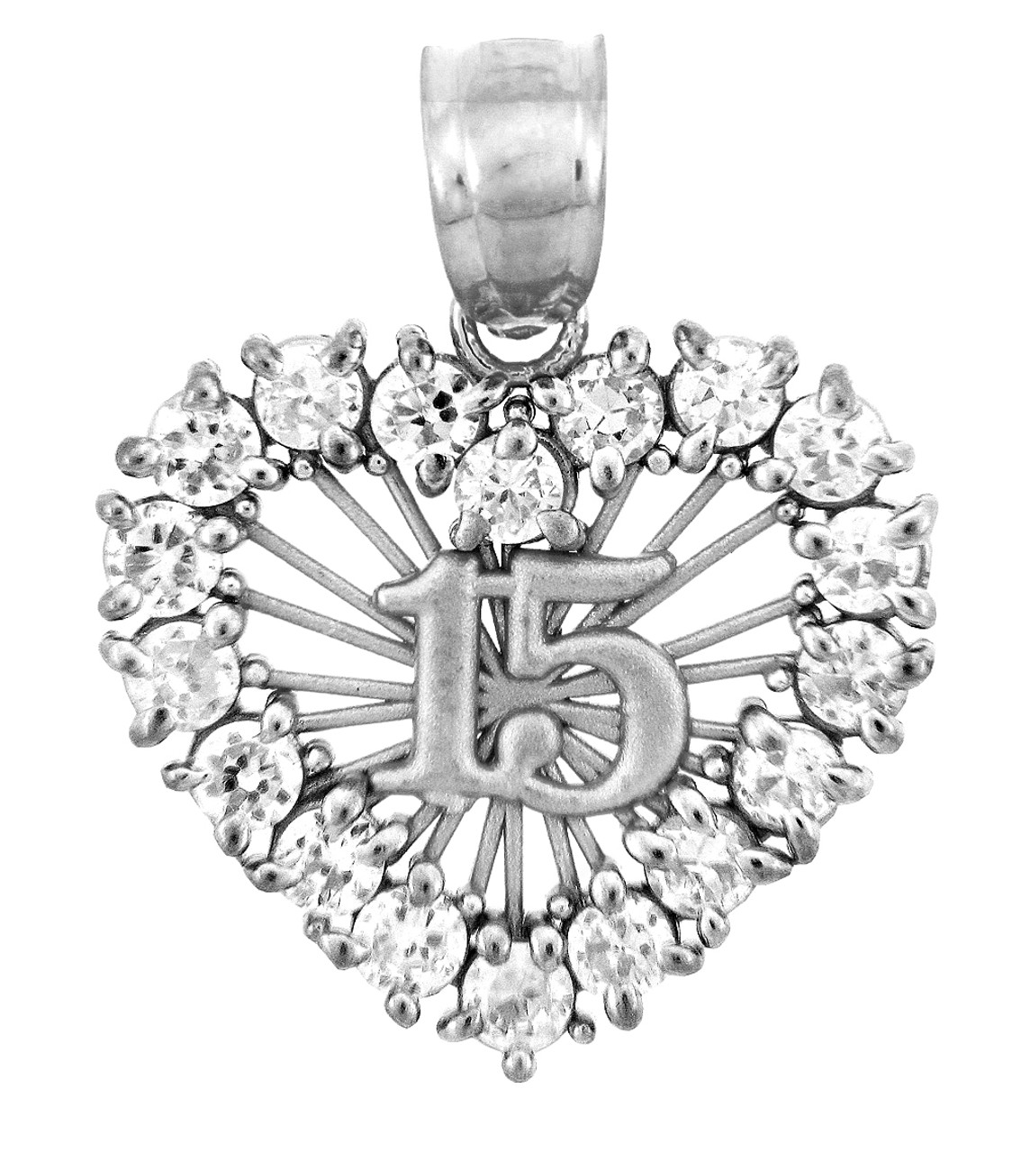 Hallmark Fine Jewelry Quinceanera Charm Pendant in Sterling Silver wit