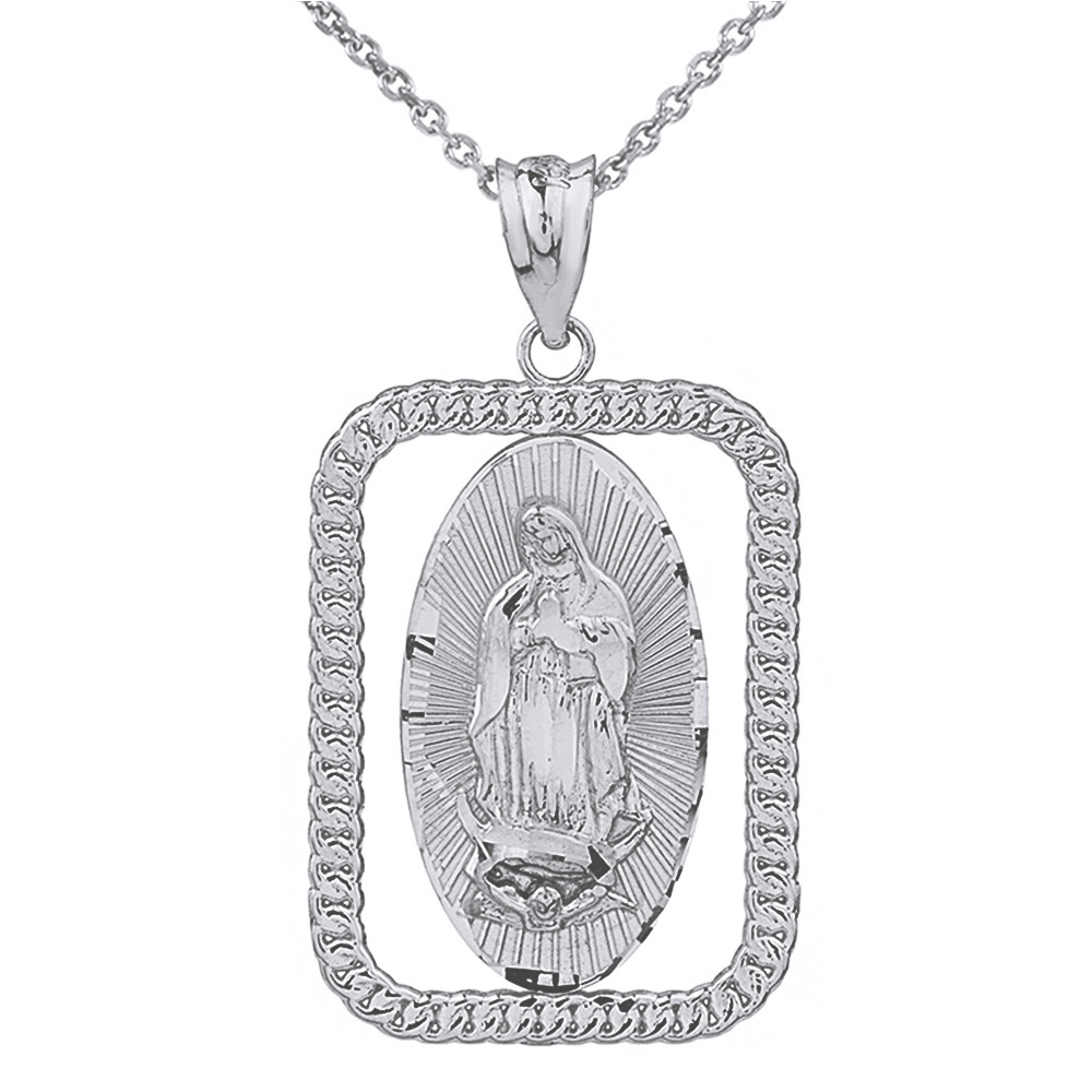 Solid White Gold Cuban Link Rectangular 