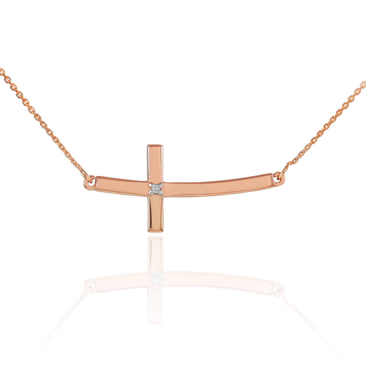 Chisel Yellow Ip-plated Curved Sideways Cross Cable Chain Necklace |  Hawthorn Mall