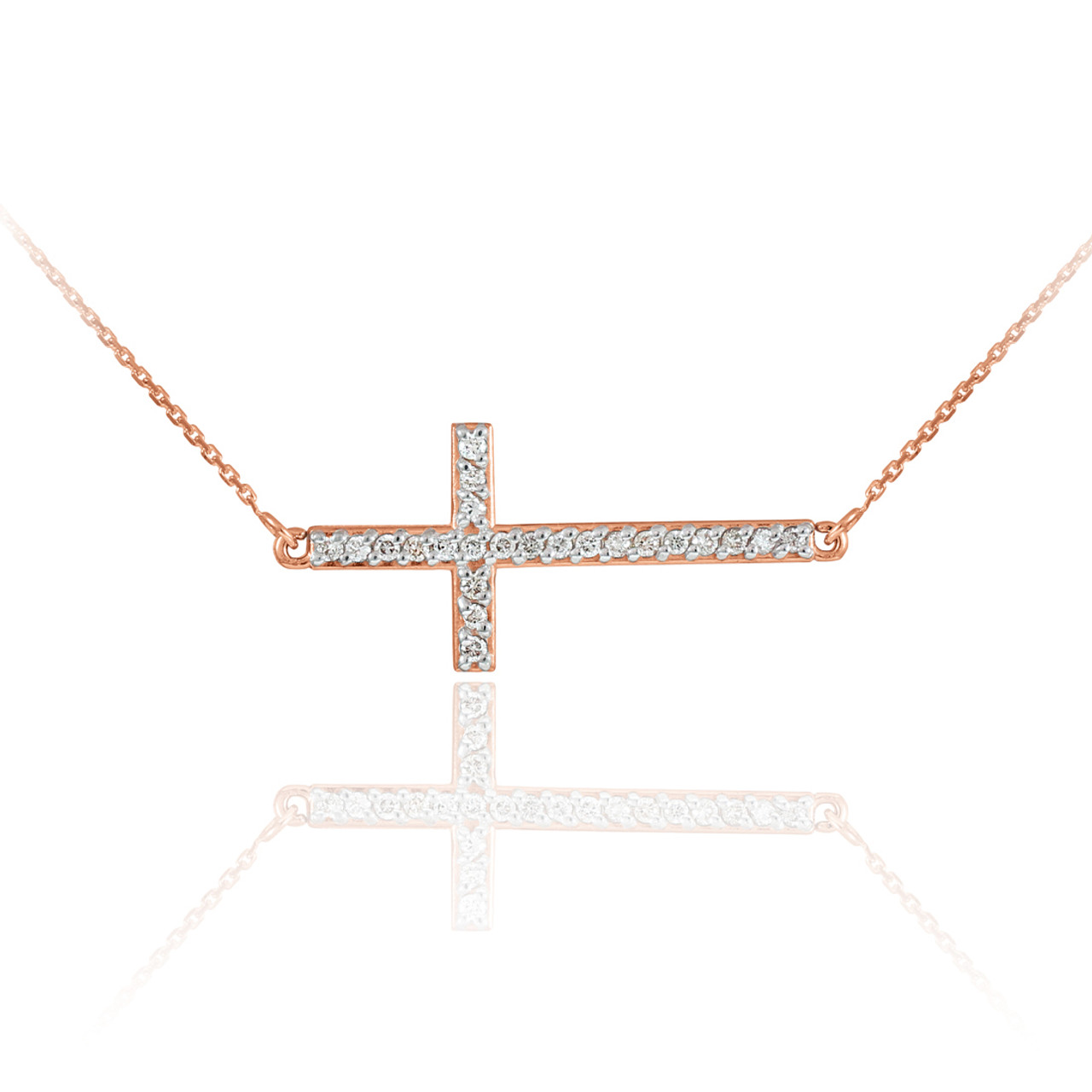 Sideways Curved Diamond Cross Necklace – Bella's Fine Jewelers