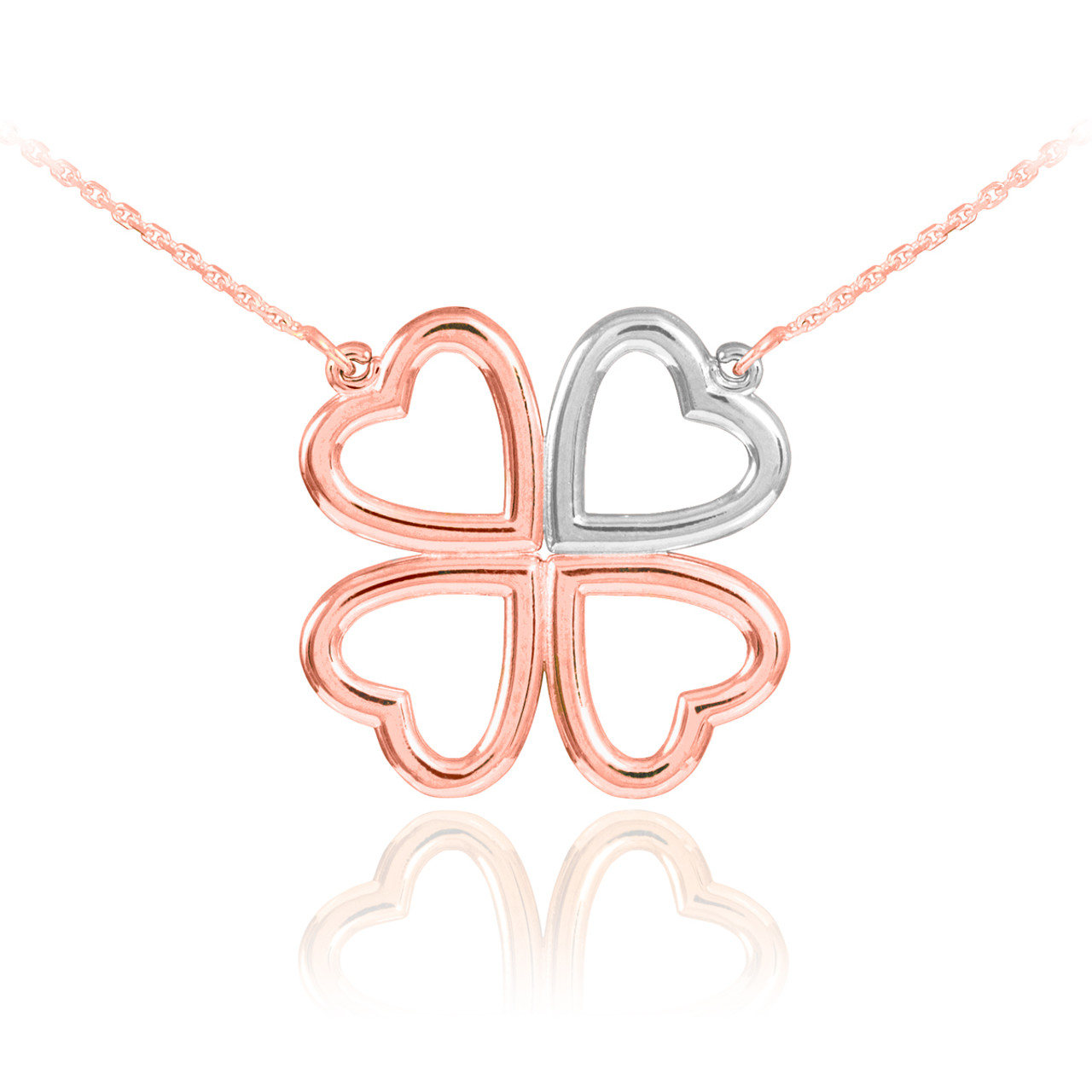 Four-Leaf Clover Necklace | Shamrock Necklace | Two-Tone Rose Gold