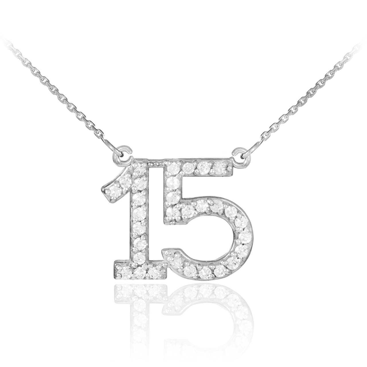 Quinceanera Necklace | White Gold Quinceanera Necklace | 15 Anos Pendant | 15  Anos Necklace | Quinceanera Diamond Necklace