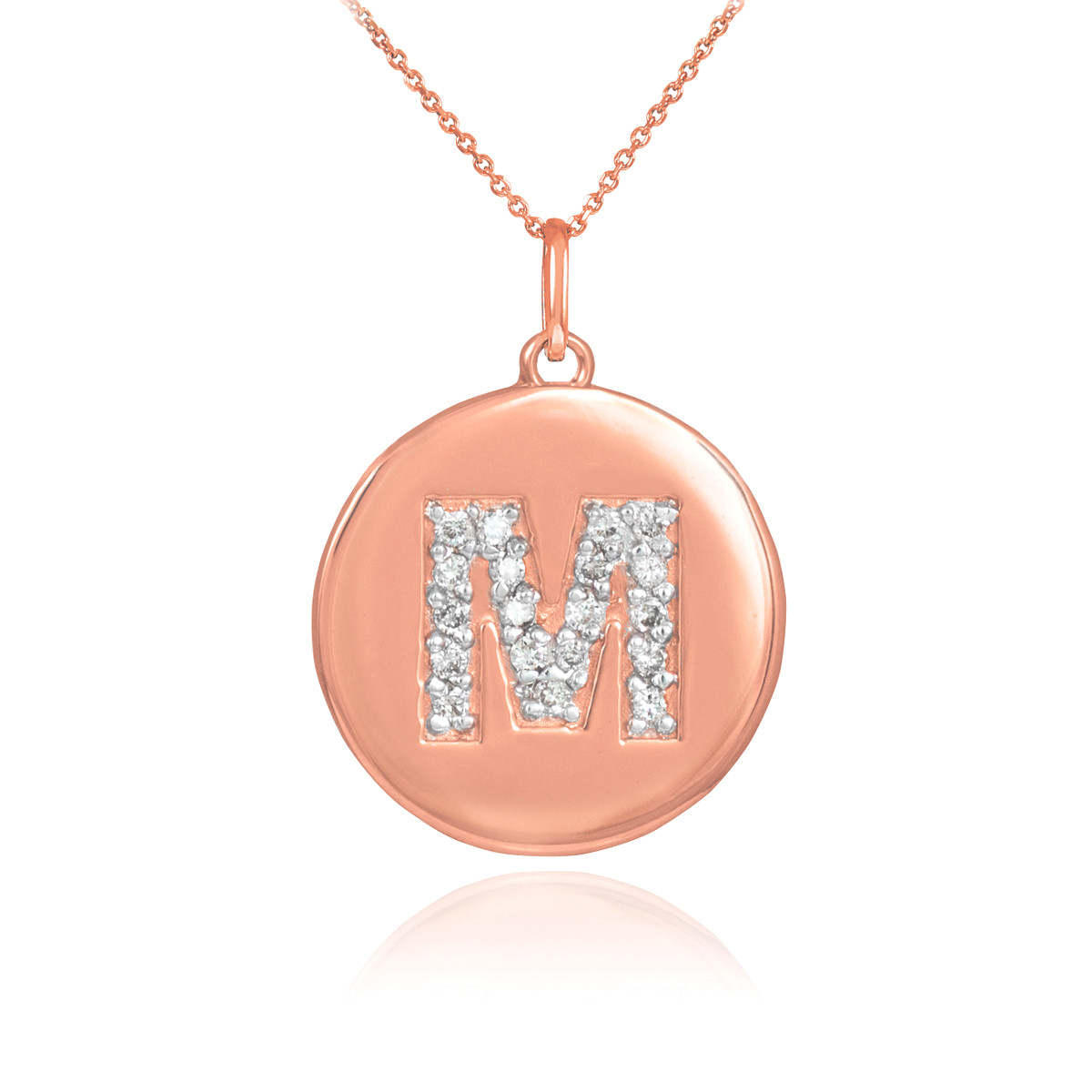 Initial Diamond Disc Pendant Necklace