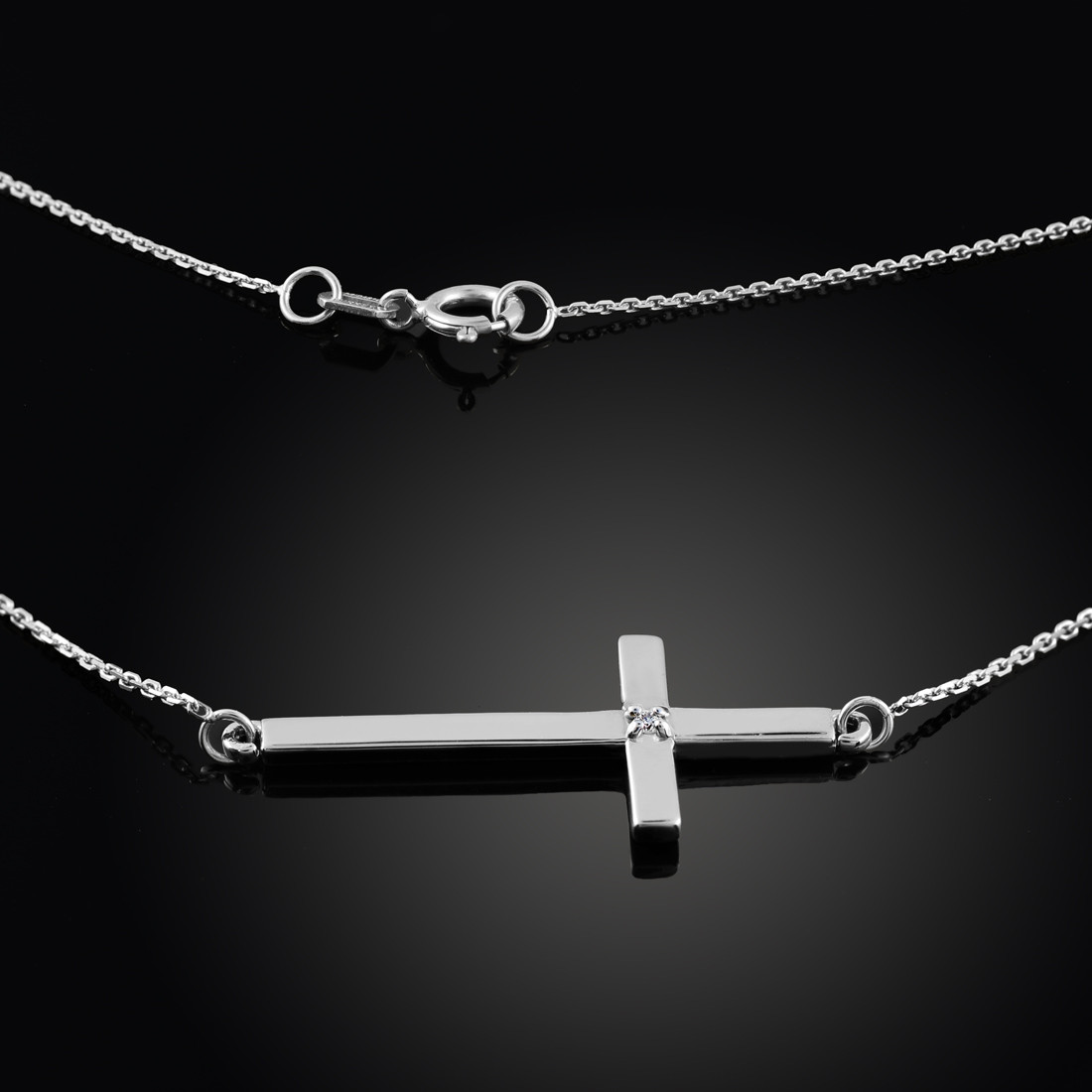 925 Sterling Silver Sideways Diamond 
