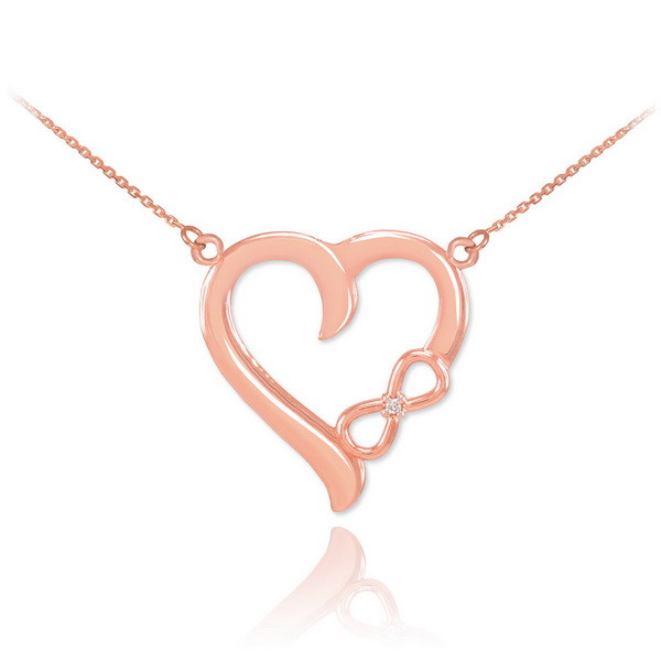 14K Rose Gold Infinity Heart Diamond 
