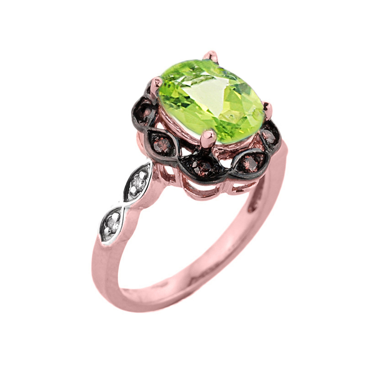 14kt White Gold Peridot Celtic Knot Ring.