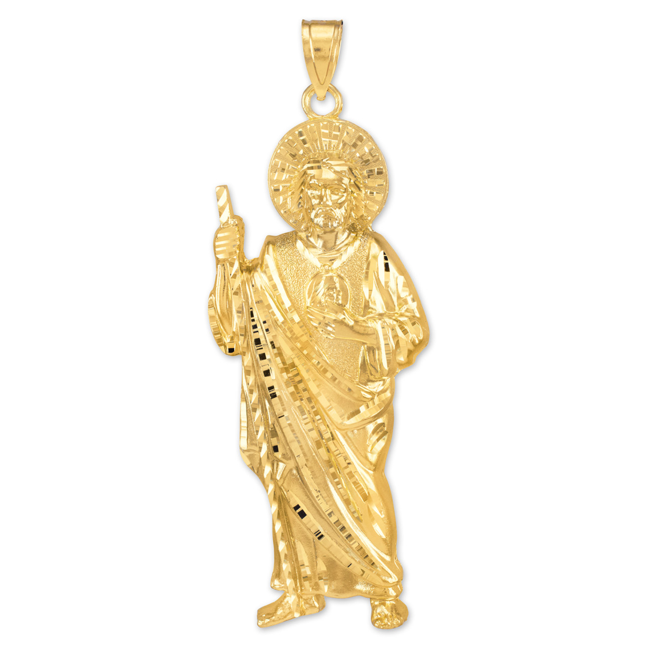 GOLd st Saint Jude San Judas 10k Yellow Pendant necklace oro 3.40” Big  Large | eBay