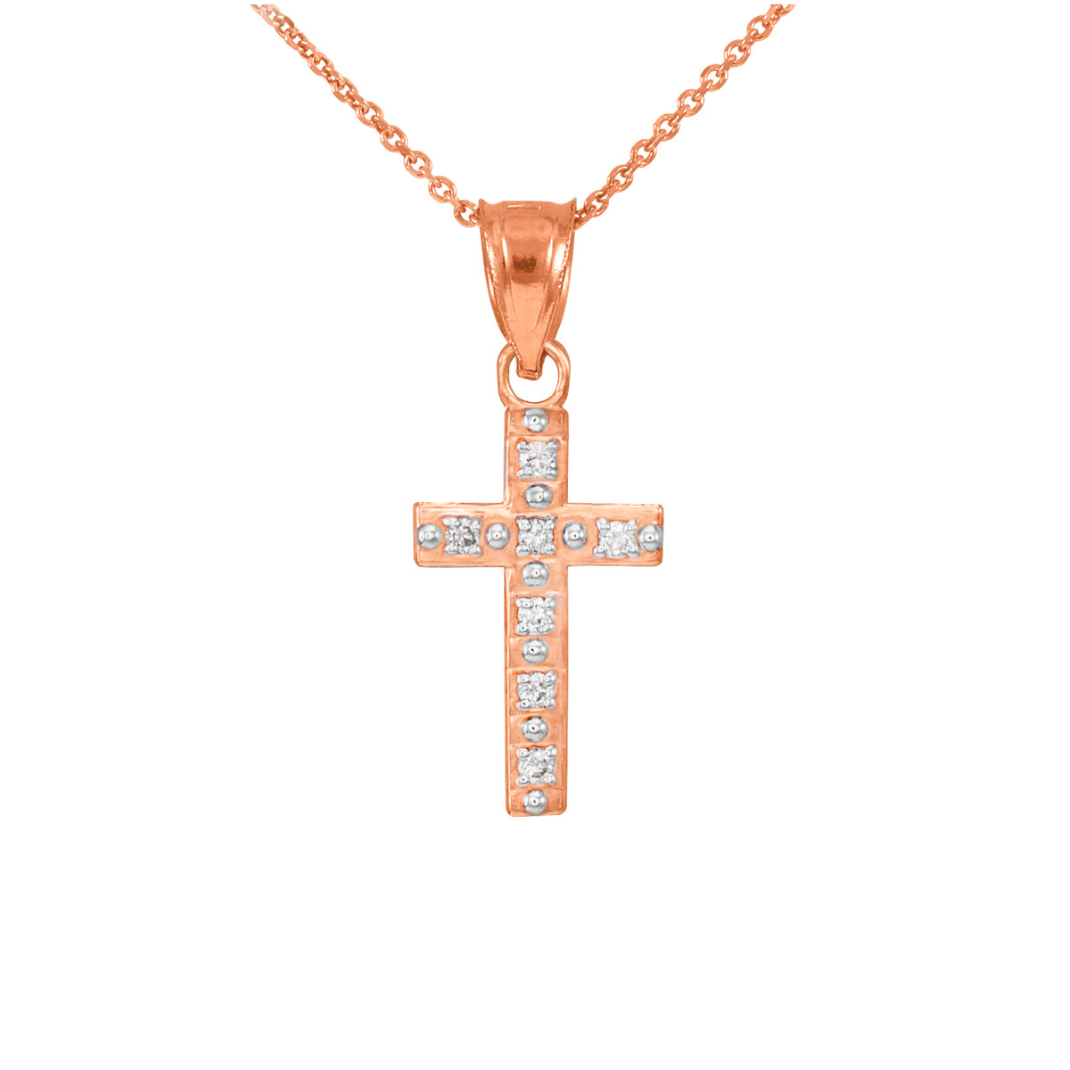 Rose Gold Small Cross Pendant Necklace 