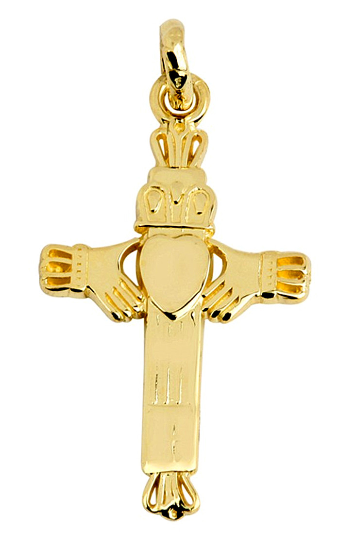 Gold Claddagh Cross Charm