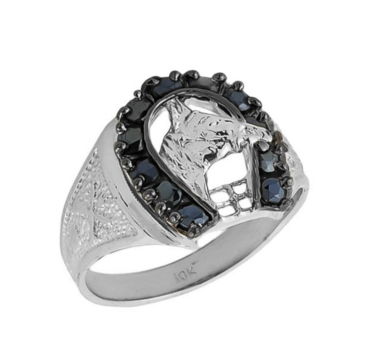 10k Solid White Gold Men S Black Onyx Horseshoe Ring 10k Solid White Gold Men S Black Onyx Horseshoe Ring