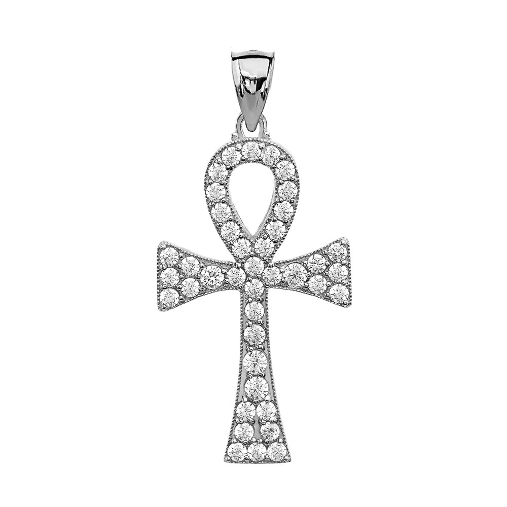 1 Carat Diamond White Gold Ankh Cross 