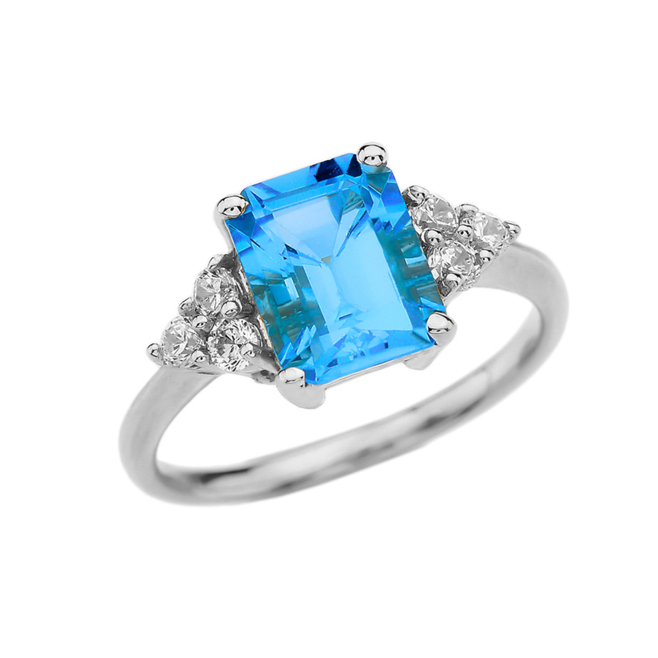 Buy 3 Carat Round cut White Gold (14K) Blue Topaz Engagement Ring Almira  3.0 crt | GLAMIRA Jewelry