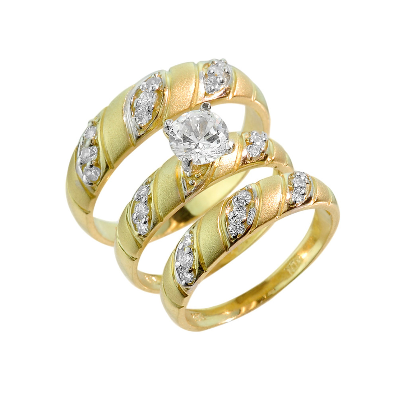 14k Yellow OR White Gold Big Princess CZ Engagement Ring Anniversary Wide  Band Round Baguette Side Stone - Walmart.com
