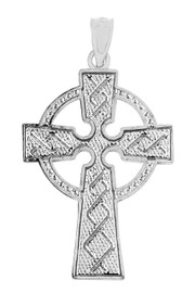 Textured White Gold Celtic Cross Pendant