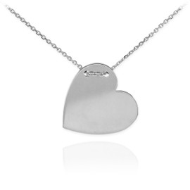 14K White Gold Engravable Heart Necklace