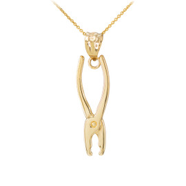 Polished Gold Pliers Pendant Necklace