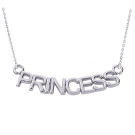 14K White Gold  "PRINCESS" Pendant Necklace