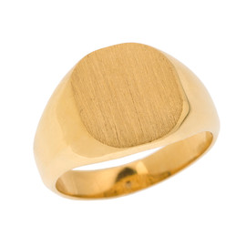 Solid Yellow Gold Engravable Men's Signet Ring