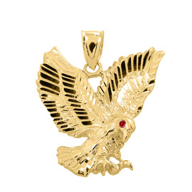 Yellow Gold Diamond Cut Landing Eagle Charm Pendant