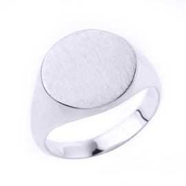 Engravable Men's Signet Ring in Solid White Gold