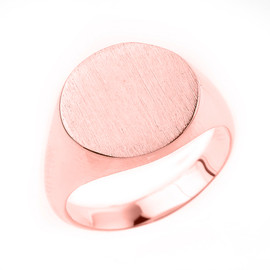 Engravable Men's Signet Ring in Solid Rose Gold