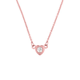 14K Rose Gold Diamond Dainty Heart Necklace