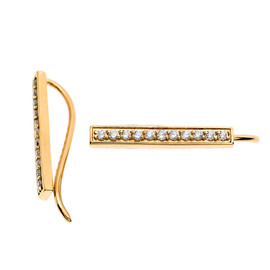 14k Yellow Gold Diamond Vertical Bar Ear Cuffs