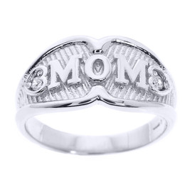 Sterling Silver "MOM" Diamond Ring