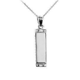 White Gold Harmonica Pendant Necklace