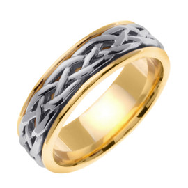 Two-Tone Gold Celtic Weave Wedding Band