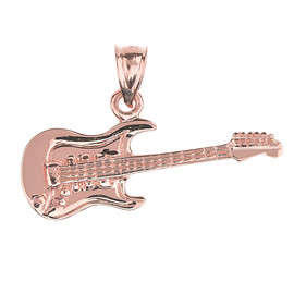 Solid Rose Gold Electric Guitar Pendant Necklace