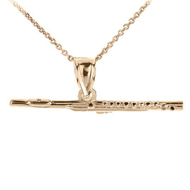 Gold 3D Flute Pendant Necklace