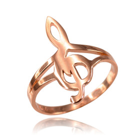 Rose Gold Music Note Dainty Ring