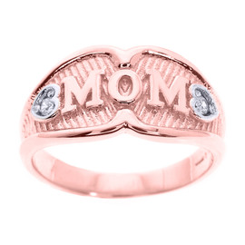 Rose Gold "MOM" CZ Ring