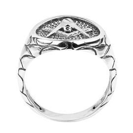 Sterling Silver Nugget Band Masonic Men's Ring