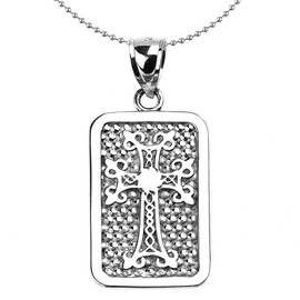 Sterling Silver Armenian Cross Engravable Pendant Necklace