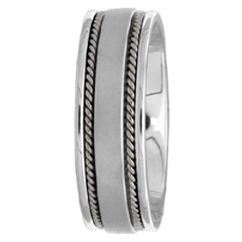 14k White Gold Wedding Band Hand-Braided