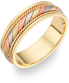 Hand Braided Gold Wedding Band Tri Color