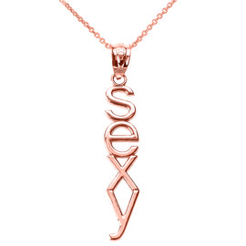 Rose Gold Vertical "SEXY" Pendant Necklace