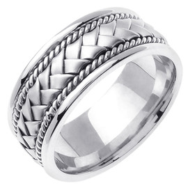 Hand Woven Wedding Band White Gold
